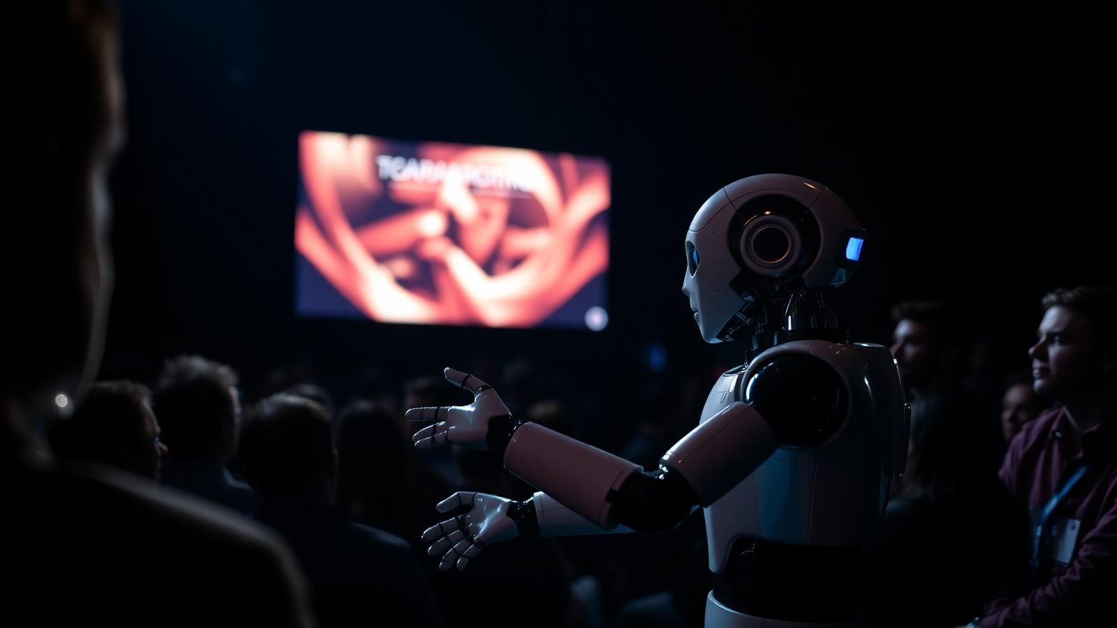 Humanoidalny robot prowadzący prezentację